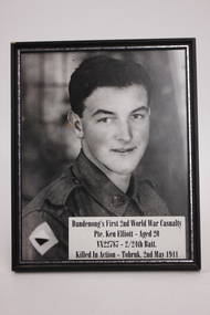 Photograph - Framed Photo of soldier, Dandenong First 2nd World War Casualty