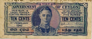 Currency - Ceylon Bank Note, 1st February 1942