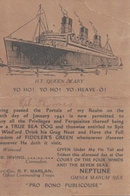 Work on paper - Humorous Card from H.T. Queen Mary, 1941