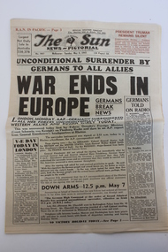 Work on paper - Newspaper, The Sun News Pictorial, May 8th 1945