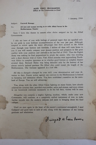 Letter, Dwight D Eisenhower, 1 January 1944