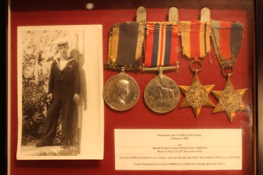 Medal - Framed photo with medals, Framed photo of EMMANUEL MIFSUD with medals