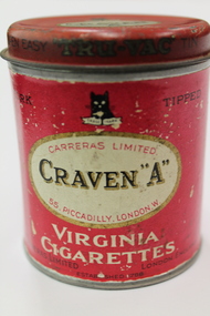 Memorabilia - Cigarette Tin containing various uniform buttons, Carreras Limited, Unknown