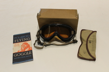 Flying goggles with spare lenses and instruction booklet, Approx 1944