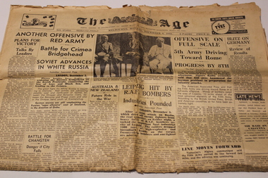 Newspaper, The Age, The Age dated 6th Dec 1943, 6th Dec 1943