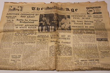 Memorabilia - Newspaper, The Age, The Age dated 6th Dec 1943, 6th Dec 1943