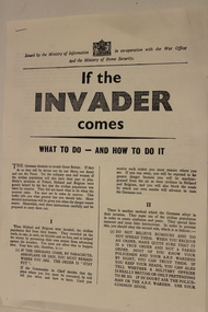 Information sheet, If the Invaders come, Circa.  WWII