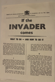 Newspaper - Information sheet, If the Invaders come, Circa.  WWII
