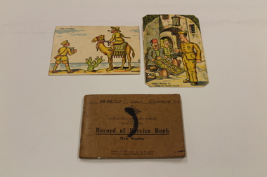 Book - Army book and 2 x postcards, Unknown