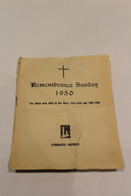 Booklet, Remembrance Sunday 1950
