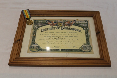 Framed Recognition Certificate, District of Dalesford