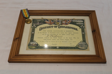 Document - Framed Recognition Certificate, District of Dalesford