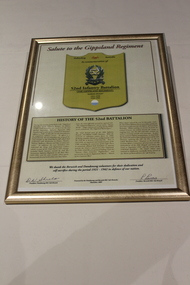 Certificate -Salute to the Gippsland Regiment