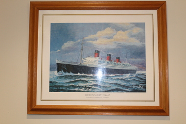 Framed Print of a Painting."Queen Mary 1936-67"