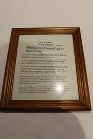 Document - Framed Information Sheet, H.M.A.S Perth, Circa 9140s