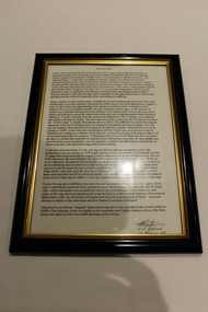 Document - Framed Information Sheet, About The Map, Circa 2000s