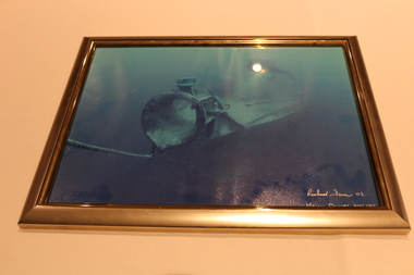 Framed Photgraph (underwater diver and ship)