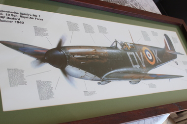 Print - Spitfire Aircraft, framed print, Circa 1940