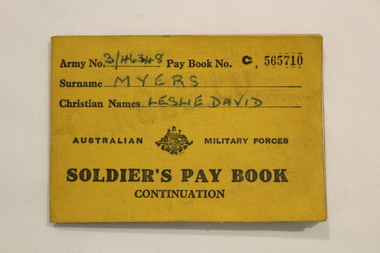 Memorabilia - Pay Book, Soldier's Pay Book Continuation
