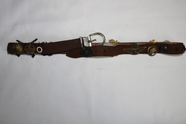 Leather Belt With Badges, Circa 1940's