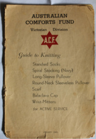 Booklet - Small booklet, Australian Comforts Fund Guide to Knitting, January 1940