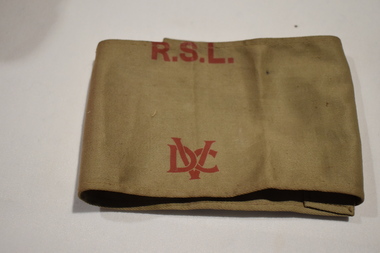 Armband, Khaki Armband. Inscribed R.S.L.  DVC