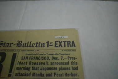 Print - Honolulu Star-Bulletin 1st Extra  and 2nd Extra, Sunday December 7th 1941