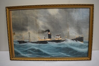 Picture shows  S.S. Egyptian Transport ship sailing through rough seas between England and America.