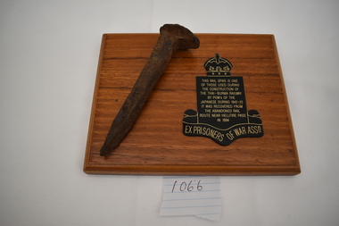 Plaque - Wooden Plaque with Rail Spike