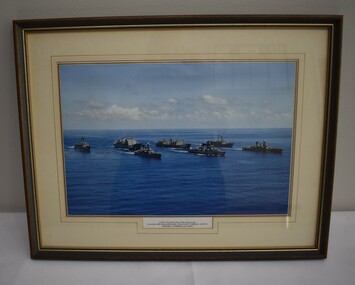 Photograph - Wooden framed photograph of a Navy Task Group at sea