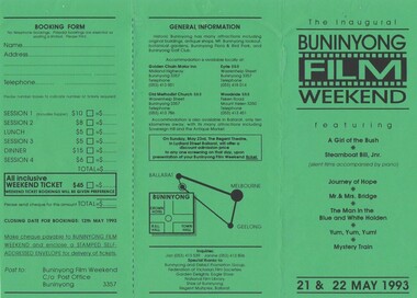 BFF Brochure, Buninyong Film Festival Brochure 1993, 1993