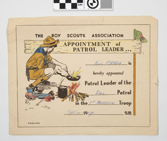 Certificate - Appointment of Patrol Leader, The Boy Scouts Association 1959, September 1959