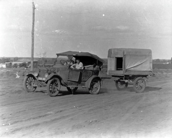 Photograph, Wm & James Crosbie in caravan, 1930