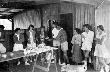 Photograph, Presenting Mrs Muldoon with Going Away Gift, unknown