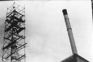 Photograph, Erecting Chimney for Boilers, c.1950