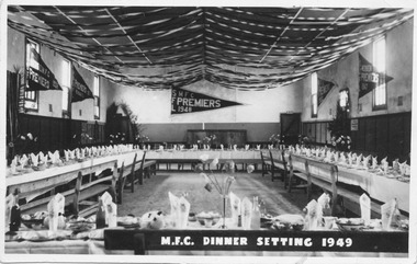 Photograph, Merbein Football Club dinner setting, 1949