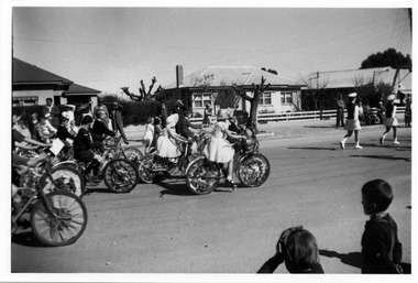 Photograph, 1959 Anniversary Parade decorated bikes, 1959