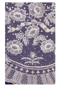 Textile - Machine Embroidered net lace, 1900-1950