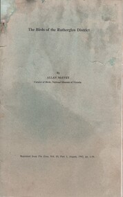 Booklet, Birds of the Rutherglen District, 1965 (Exact)