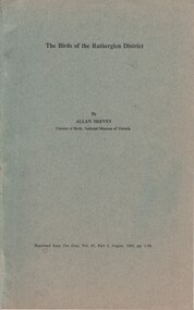 Booklet, Birds of the Rutherglen District, 1965 (Exact)