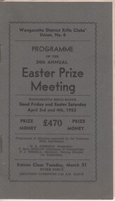 Programme, Wangaratta Chronicle, Programme of the 34th Annual Easter Prize Meeting, 1953 (Exact)