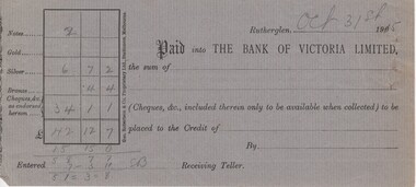 Financial record - Bank deposit slip, 31/10/1915 (Exact)