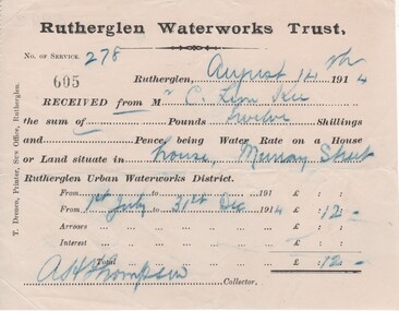 Financial record - Receipt, T. Drenen, 14/8/1914 (Exact)