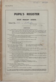 Document - School Records - Register, A.C. Brooks Govt. Printers, Pupils' Register. State Primary School. School No. 522, Rutherglen, 1970-1974
