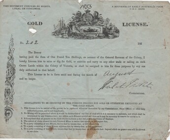 Document, Gold Licence No 202, 1963-1980 (approx)
