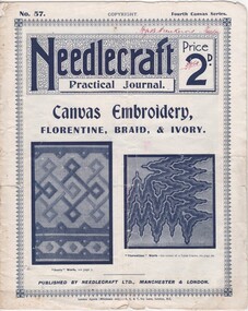 Pattern book, Needlecraft Ltd, Needlecraft Practical Journal No. 57 - Canvas Embroidery, Florentine, Braid, & Ivory - Fourth Canvas Series, c1913