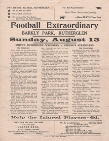Programme - Program, Sun Office Rutherglen, Football Extraordinary Barkly Park, Rutherglen, Sunday, August 13, c1944