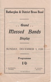 Documents, Sun Print, Grand Massed Bands Display, Sunday, December 3, 1939, 1939