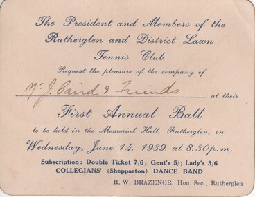 Invitation, 1939