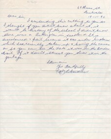 Letter, 18/11/1990